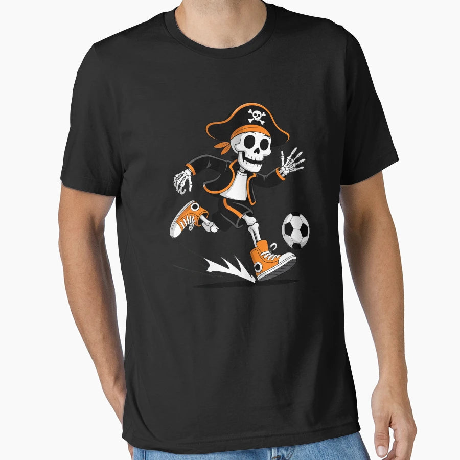 Soccer Skeleton Pirate Halloween T-Shirt - Trendy Graphic Men Women - T-Shirt, Sweatshirt, Hoodie