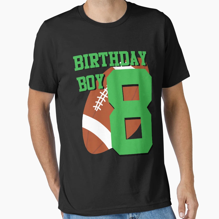 8Th Birthday Football Art 8 Year Old T-Shirt - Novelty Apparel for Adults - T-Shirt, Sweatshirt, Hoodie