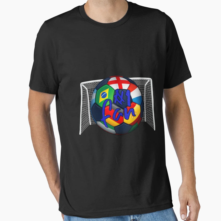 1 Fan World Soccer Blue Blue T-Shirt - Casual Everyday Wear for Adults - T-Shirt, Sweatshirt, Hoodie