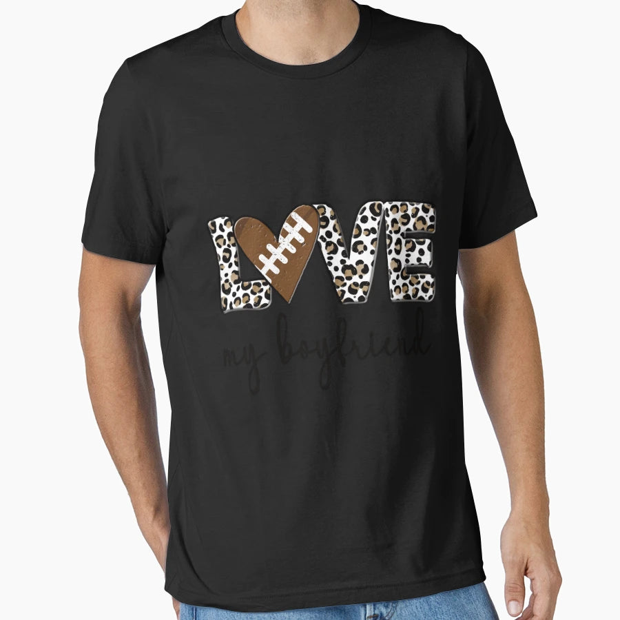 Proud Football Girlfriend Football T-Shirt - Aesthetic Graphic for Adults - T-Shirt, Sweatshirt, Hoodie