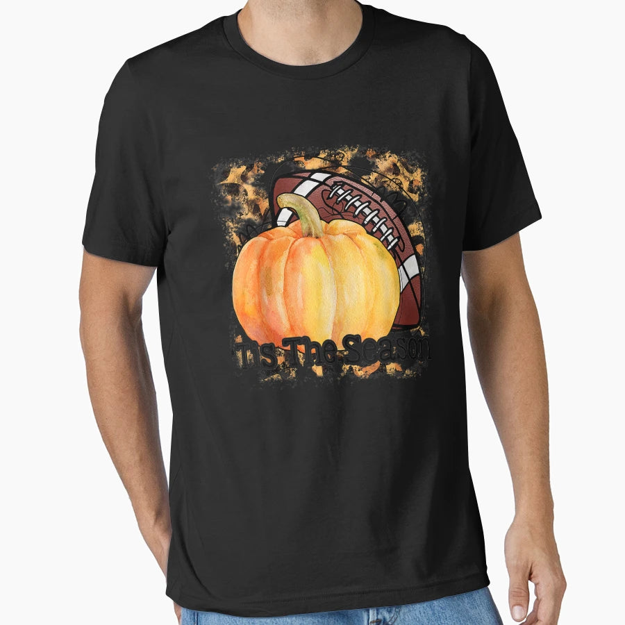 Tis To Season Fall Leopard Football T-Shirt - Minimalist Print Men Women - T-Shirt, Sweatshirt, Hoodie