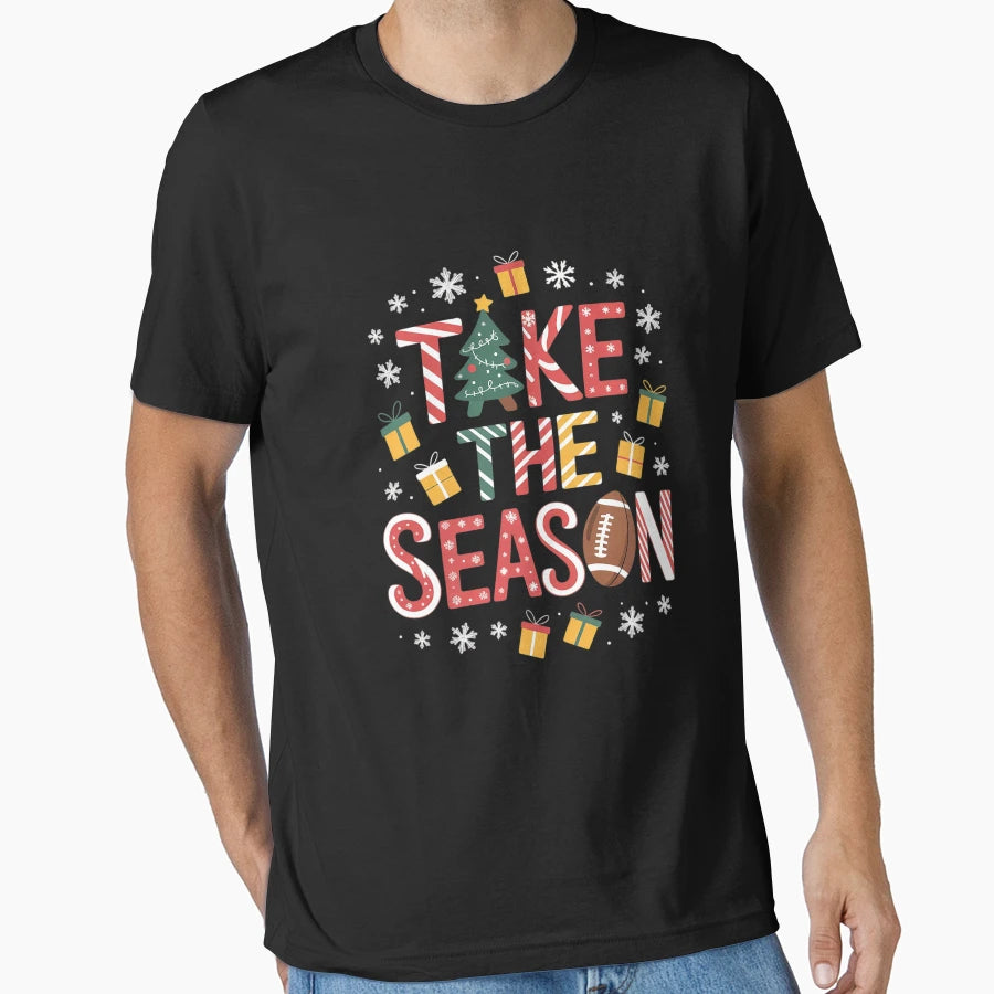 Tis Season Football Tree Coffee Merry T-Shirt - Casual Everyday Wear Unisex - T-Shirt, Sweatshirt, Hoodie