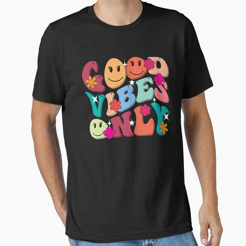 "Good vibes only" retro wavy groovy typography - Adult & Kids T-Shirts, Sweatshirts & Hoodies apparel design preview 1