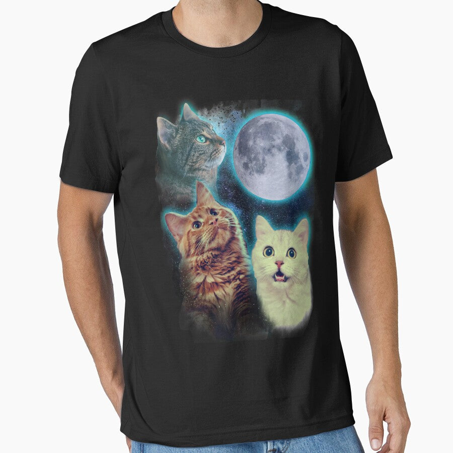 Three cats moon by Ursula Lopez Sorribes - Adult & Kids T-Shirts, Sweatshirts & Hoodies apparel design preview 1