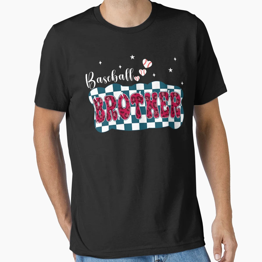 Baseball Brother Checkerboard Leopard T-Shirt - Unique Graphic for Adults - T-Shirt, Sweatshirt, Hoodie
