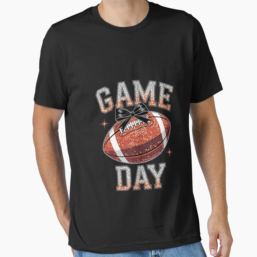Coquette Bow Game Day Football Mama T-Shirt - Aesthetic Graphic Unisex - T-Shirt, Sweatshirt, Hoodie
