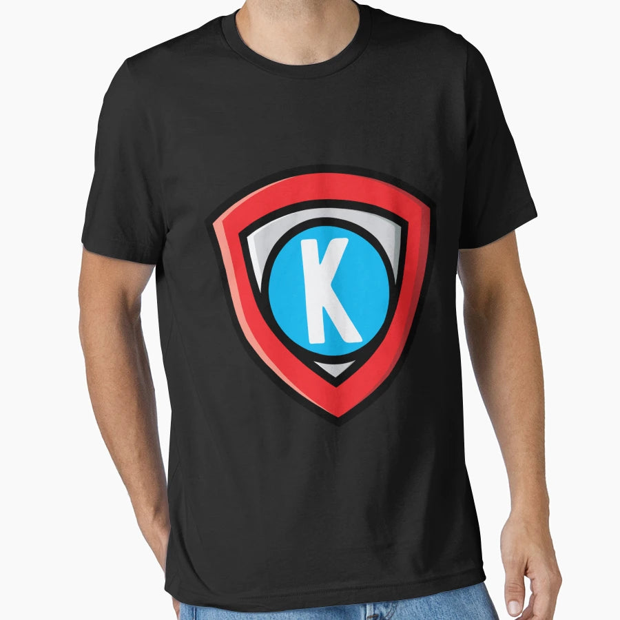 Letter K Superhero Emblem T-Shirt - Novelty Apparel for Adults - T-Shirt, Sweatshirt, Hoodie