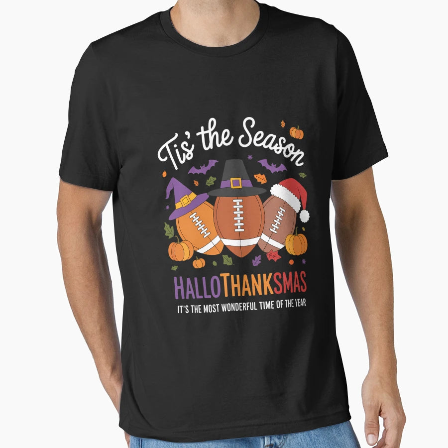 Happy Hallothanksmas Funny Halloween T-Shirt - Minimalist Print for Adults - T-Shirt, Sweatshirt, Hoodie