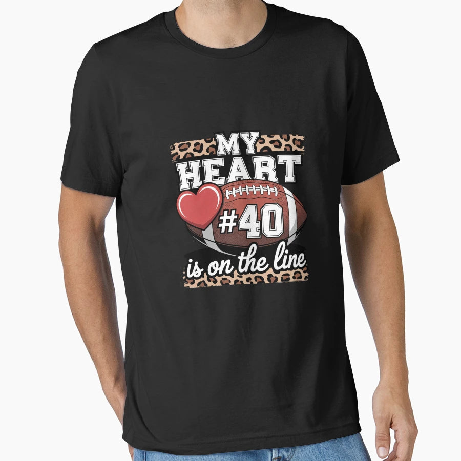 My Heart Is Line Jersey Number 40 T-Shirt - Fun Novelty Design Unisex - T-Shirt, Sweatshirt, Hoodie
