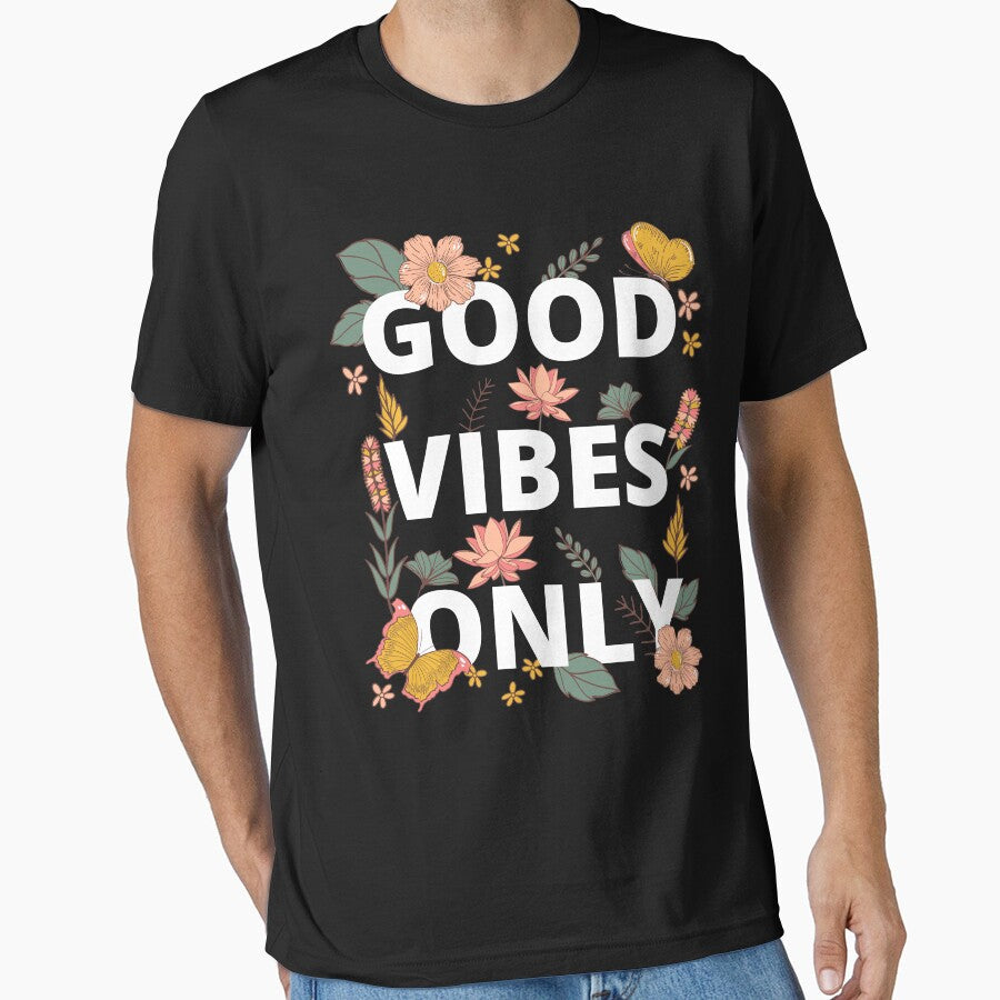 Good vibes only retro love floral layers pattern by - Adult & Kids T-Shirts, Sweatshirts & Hoodies apparel design preview 1
