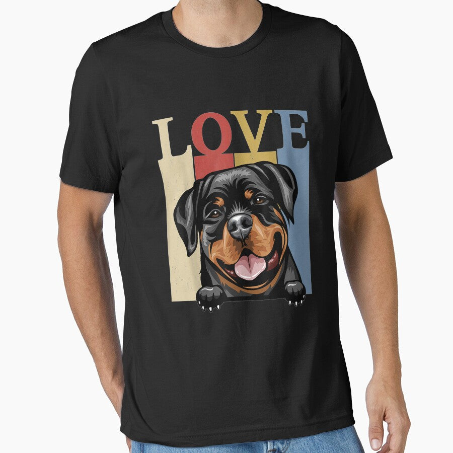 I Love My Rottweiler Vintage Retro Dog Mom Dad Pet - Adult & Kids T-Shirts, Sweatshirts & Hoodies apparel design preview 1