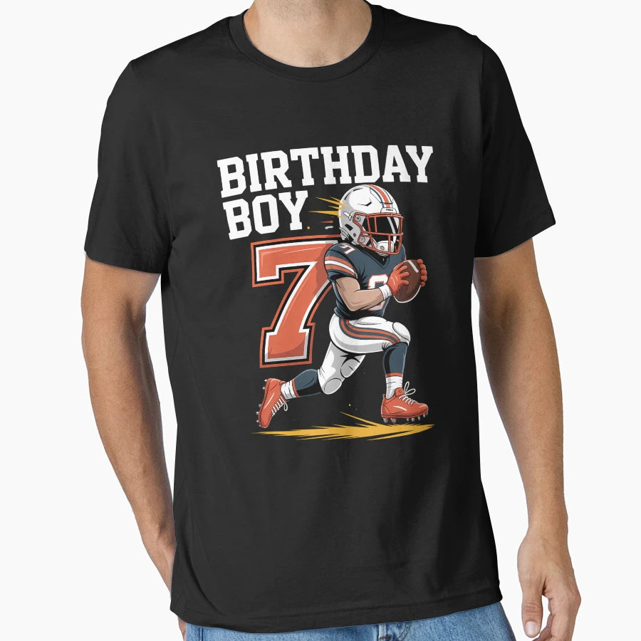 7 Years Old Football Player 7Th T-Shirt - Minimalist Print Men Women - T-Shirt, Sweatshirt, Hoodie