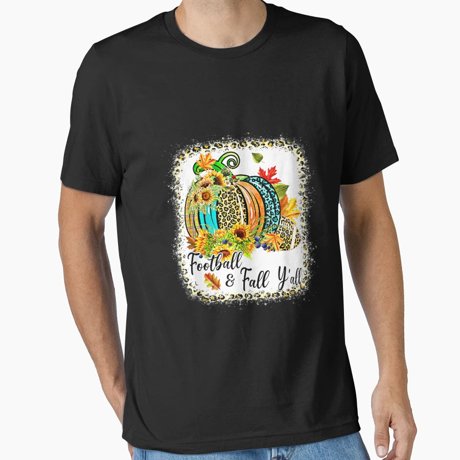 Football Fall Yall Leopard Pumpkin T-Shirt - Minimalist Print Unisex - T-Shirt, Sweatshirt, Hoodie