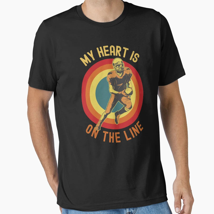 My Heart Is Line Football Offense T-Shirt - Aesthetic Graphic Men Women - T-Shirt, Sweatshirt, Hoodie