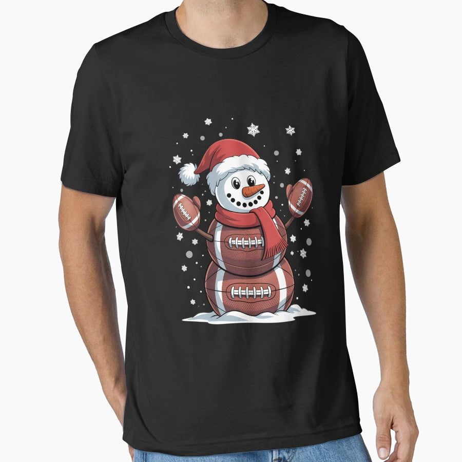 Football Snowman Football T-Shirt - Fun Novelty Design Men Women - T-Shirt, Sweatshirt, Hoodie