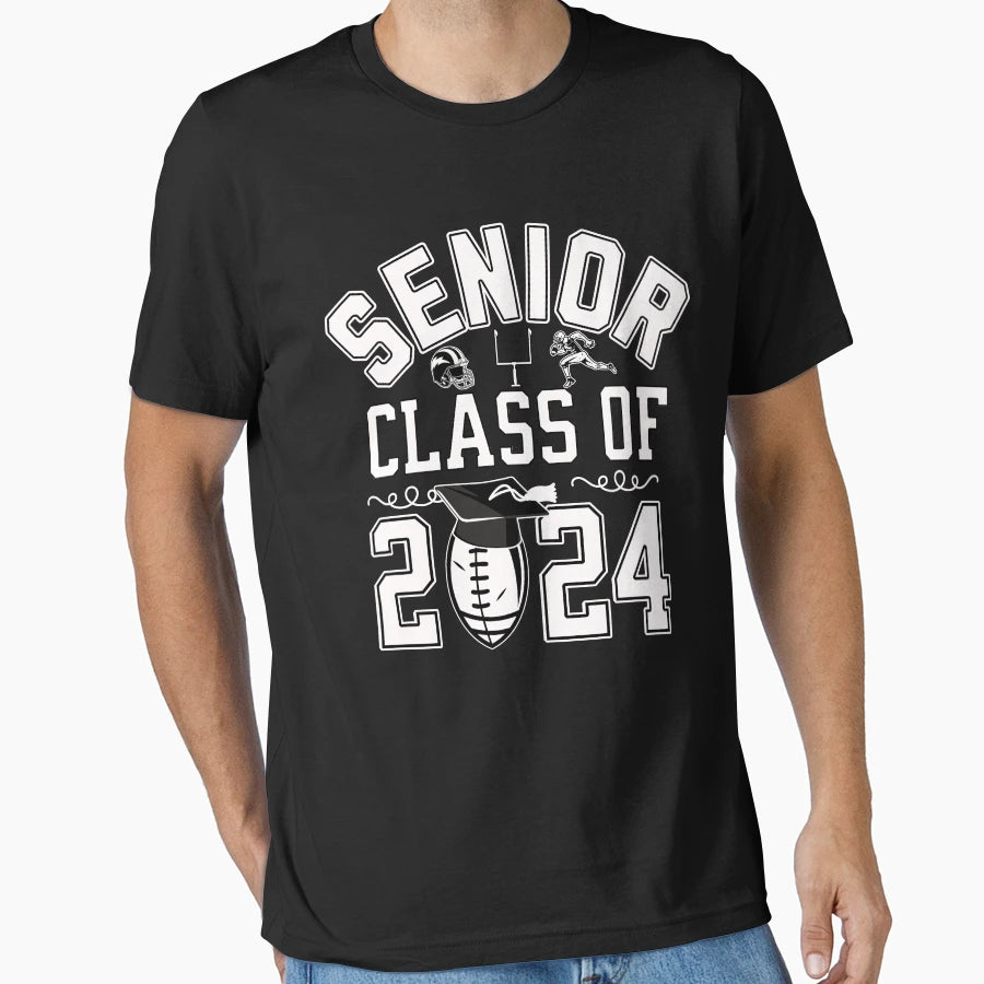 Senior Class 2024 Football T-Shirt - Custom Art Print for Adults - T-Shirt, Sweatshirt, Hoodie