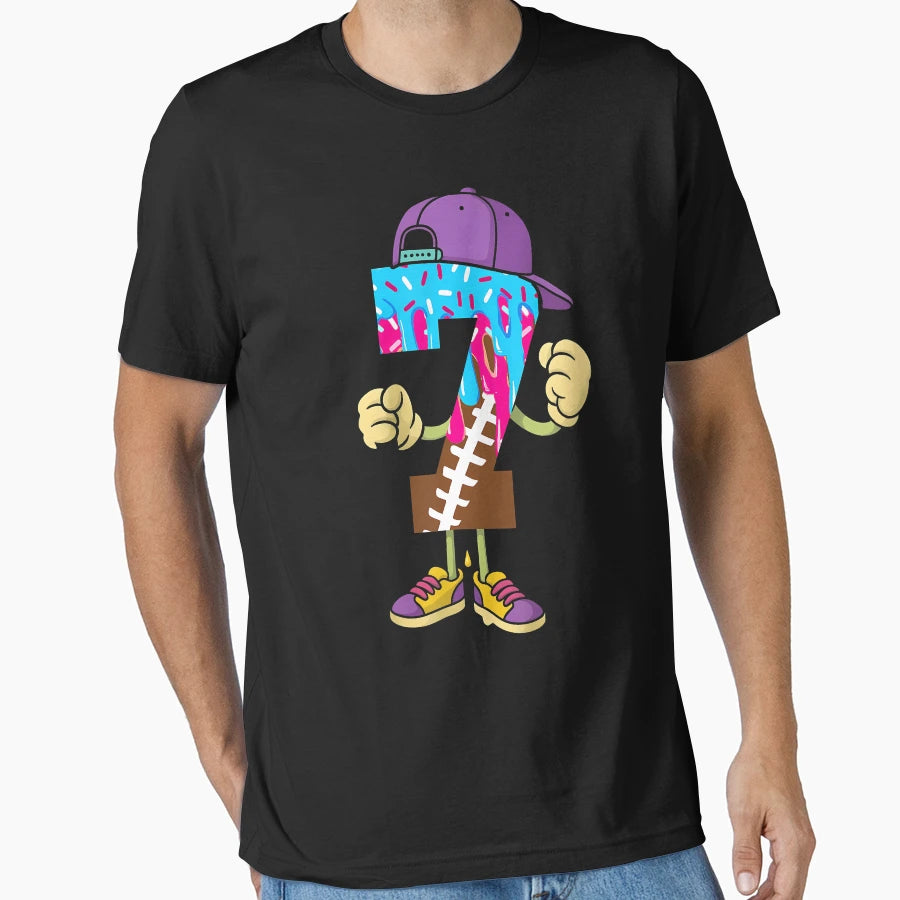 Football 7 Year Old Ice Cream Drip 7Th T-Shirt - Graphic Print for Adults - T-Shirt, Sweatshirt, Hoodie