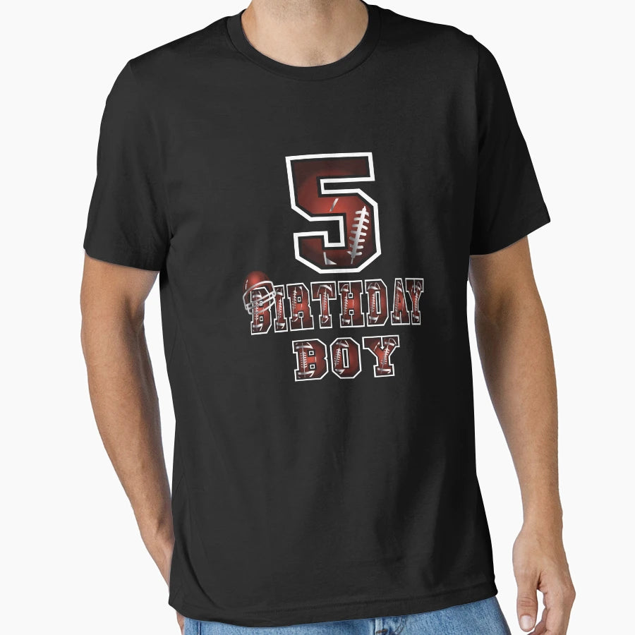 5Th Birthday 5 Years Old Football T-Shirt - Custom Art Print for Adults - T-Shirt, Sweatshirt, Hoodie