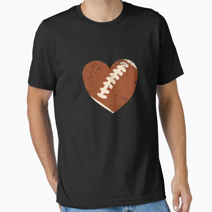 Football Heart Valentines Day T-Shirt - Casual Everyday Wear Unisex - T-Shirt, Sweatshirt, Hoodie