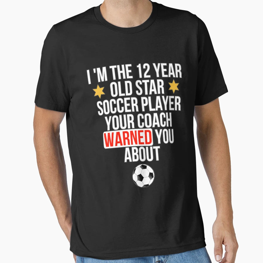 12 Year Old Soccer Star Player T-Shirt - Custom Art Print Men Women - T-Shirt, Sweatshirt, Hoodie
