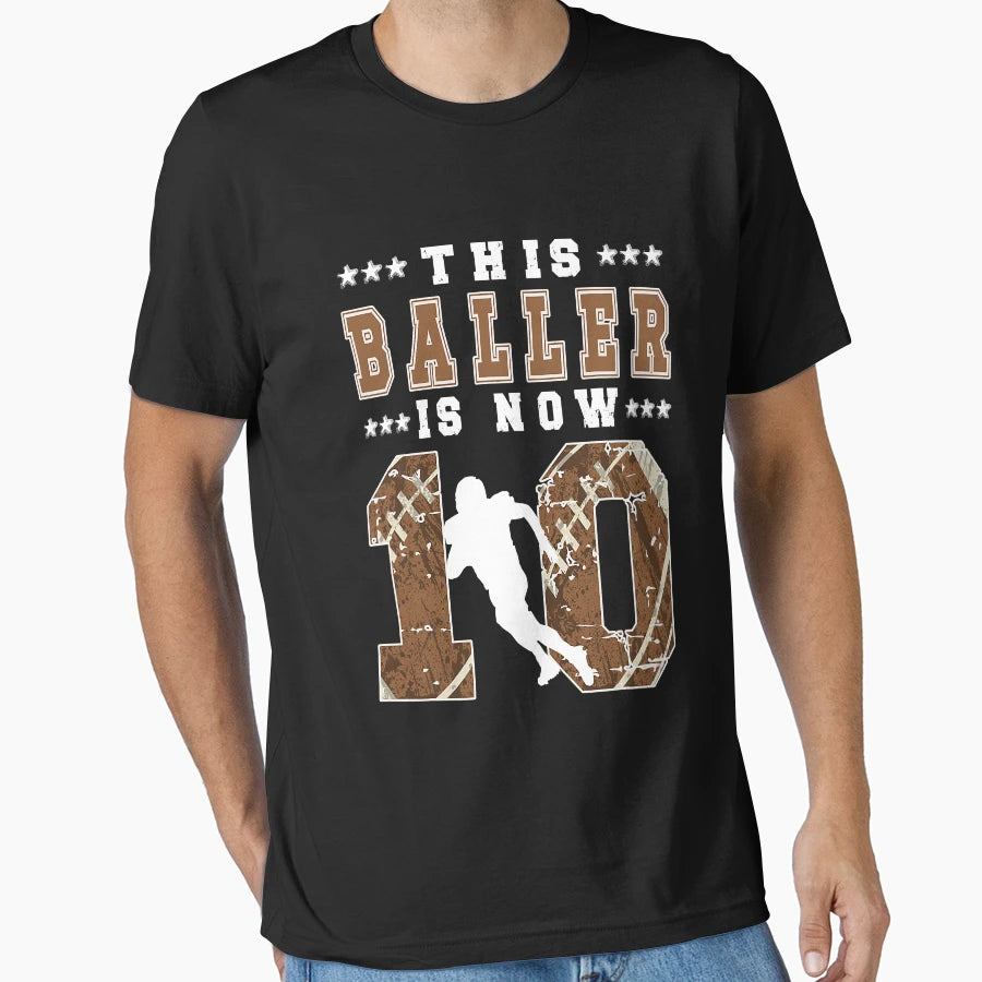 10Th Birthday Football Ten Year Old T-Shirt - Custom Art Print Men Women - T-Shirt, Sweatshirt, Hoodie