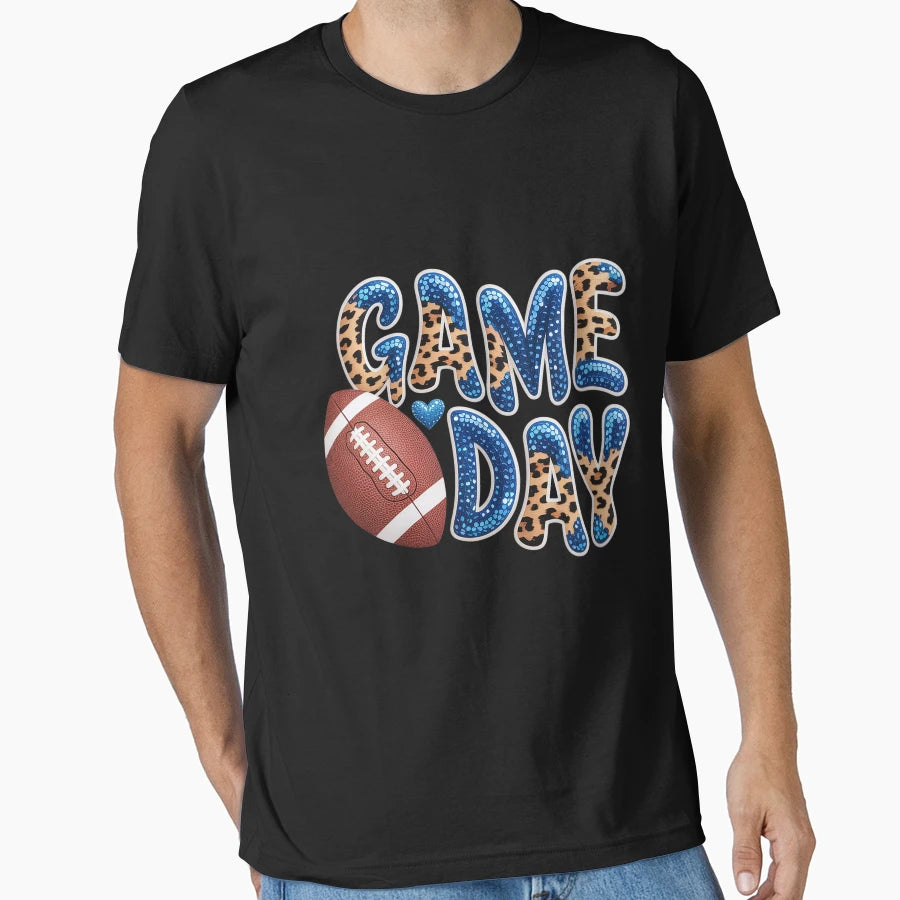 Game Day Leopard Football T-Shirt - Graphic Print Unisex - T-Shirt, Sweatshirt, Hoodie
