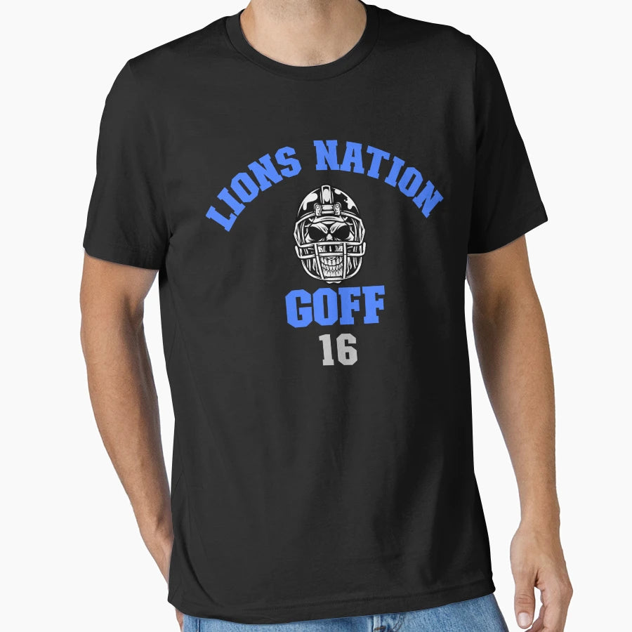 Lions Nation Goff 16 S Nation Nt T-Shirt - Minimalist Print for Adults - T-Shirt, Sweatshirt, Hoodie