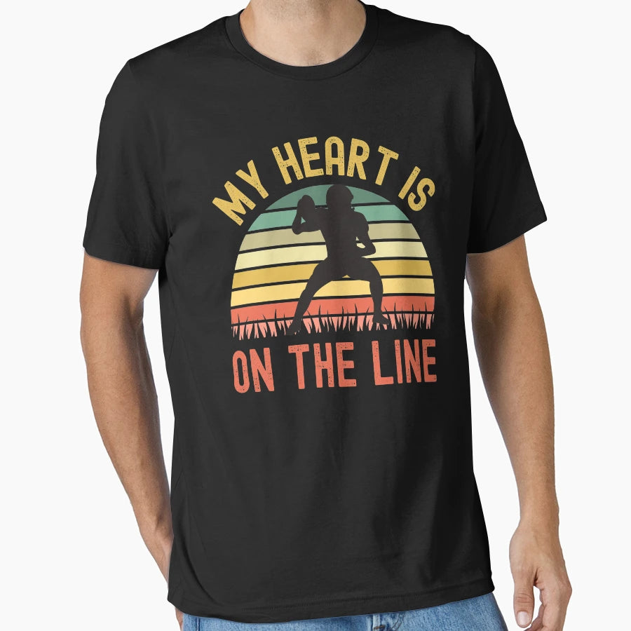 My Heart Is Line Football Offense T-Shirt - Aesthetic Graphic Unisex - T-Shirt, Sweatshirt, Hoodie