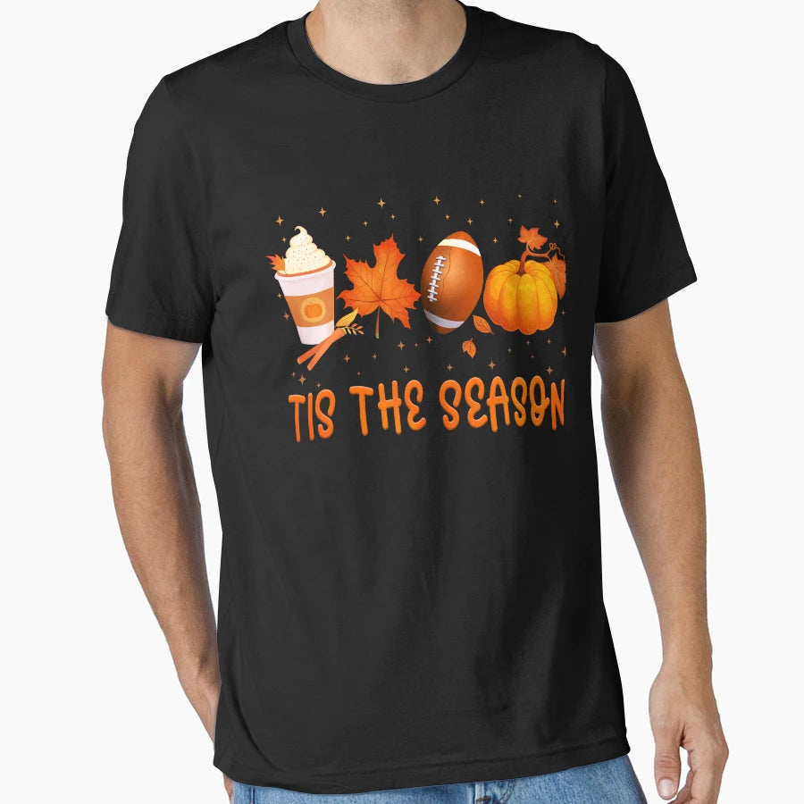 Pumpkin Football Tis Season T-Shirt - Novelty Apparel Unisex - T-Shirt, Sweatshirt, Hoodie