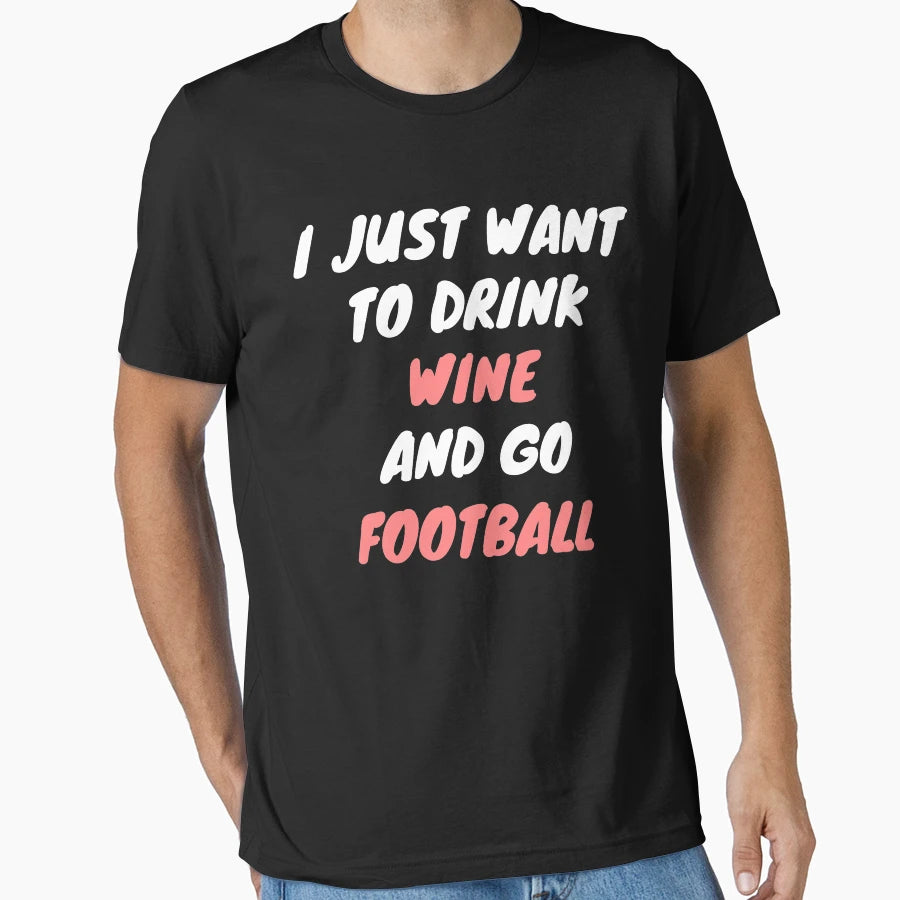 Wine And Football T-Shirt - Custom Art Print for Adults - T-Shirt, Sweatshirt, Hoodie