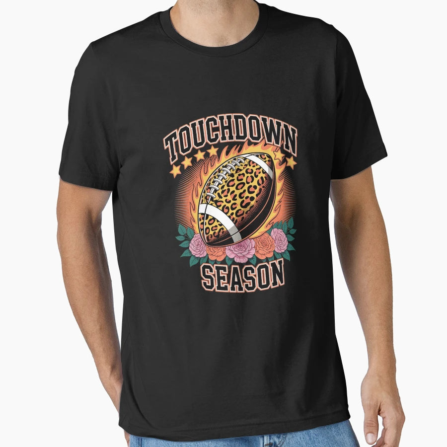 Touchdown Season Leopard Football T-Shirt - Fun Novelty Design Men Women - T-Shirt, Sweatshirt, Hoodie
