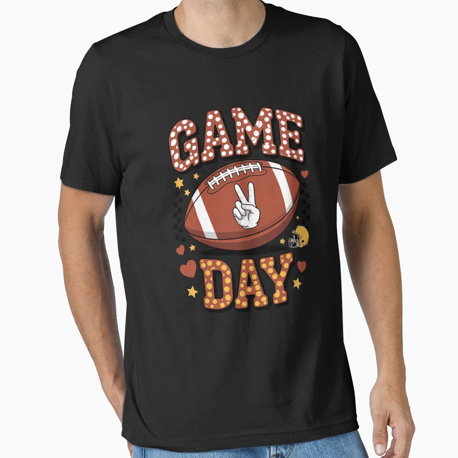 Checkered Game Day Coquette Bow Football T-Shirt - Graphic Print Men Women - T-Shirt, Sweatshirt, Hoodie