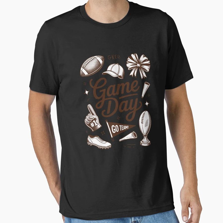 Game Day Boho Football Season Hand Drawn T-Shirt - Trendy Graphic Unisex - T-Shirt, Sweatshirt, Hoodie