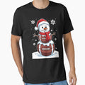 Merry Football Snowman Holiday Sports T-Shirt - Graphic Print Men Women - T-Shirt, Sweatshirt, Hoodie