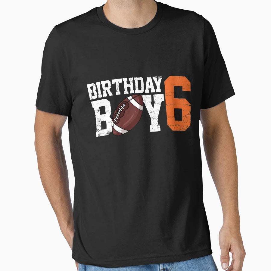 6Th Birthday Football T-Shirt - Minimalist Print Men Women - T-Shirt, Sweatshirt, Hoodie