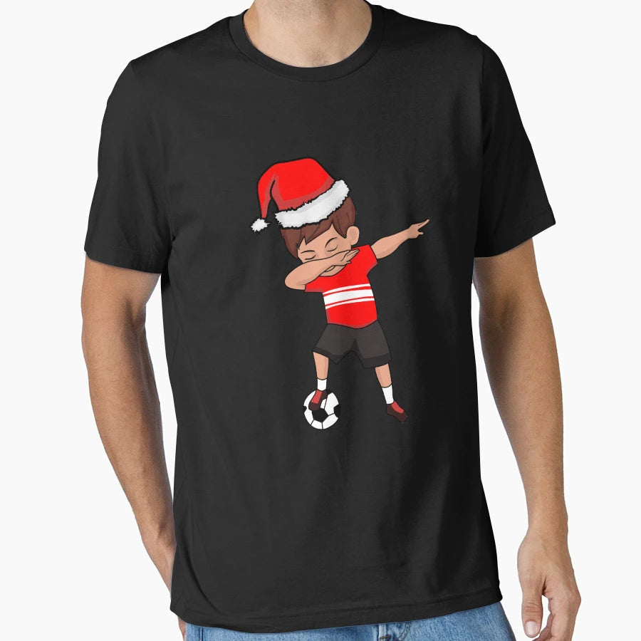 Soccer Player Santa Hat Soccer T-Shirt - Minimalist Print Men Women - T-Shirt, Sweatshirt, Hoodie