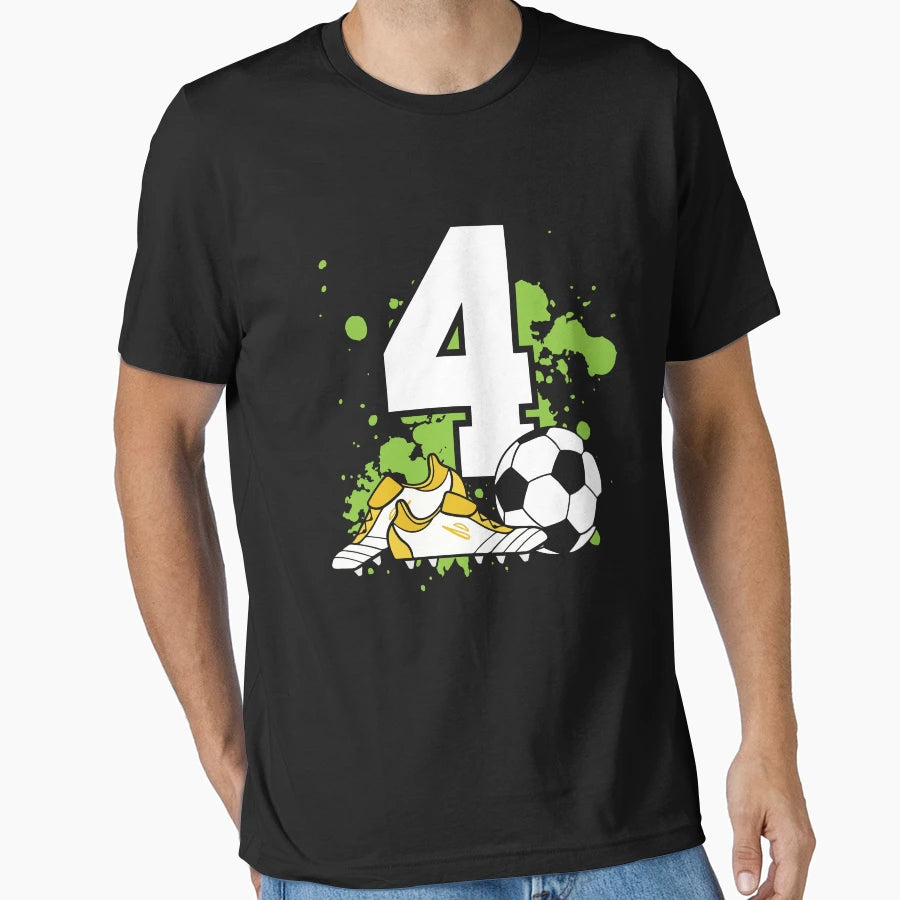 Football Birthday 4 Years Old 4Th T-Shirt - Trendy Graphic for Adults - T-Shirt, Sweatshirt, Hoodie