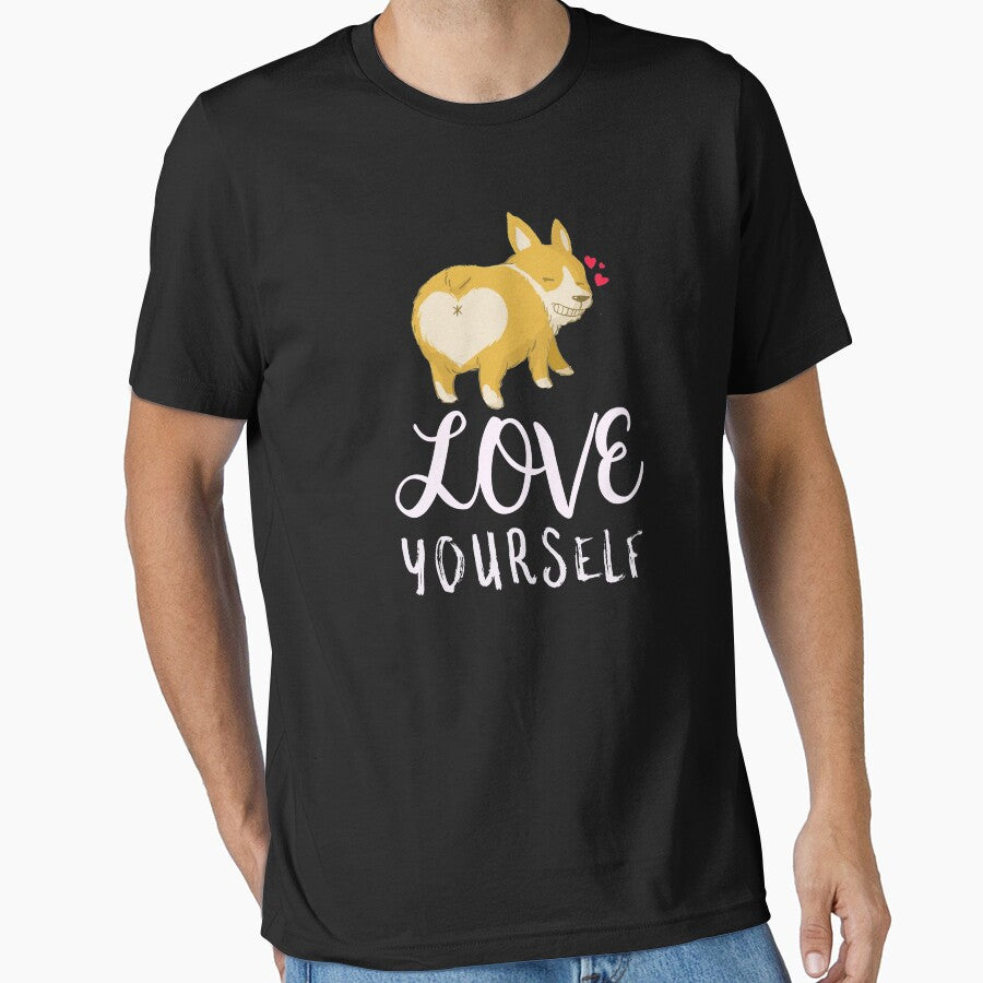 Love Yourself Cute Dog Self Care Reminder by jacks- - Adult & Kids T-Shirts, Sweatshirts & Hoodies apparel design preview 1