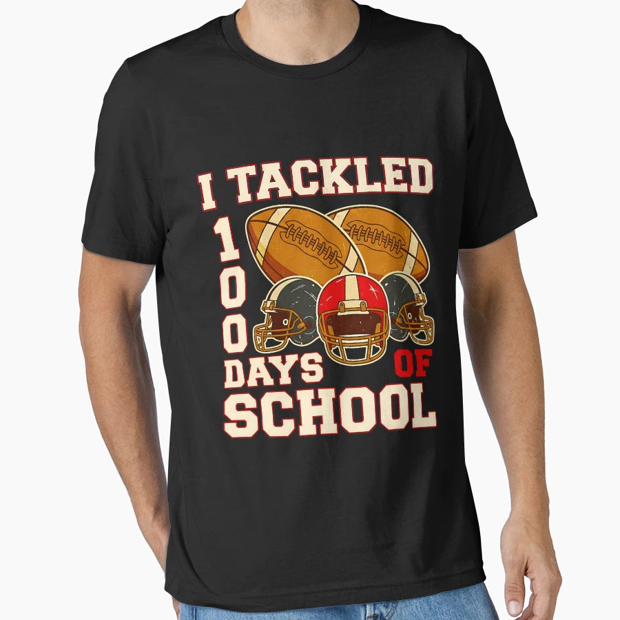 100 Days School Football 100Th Day School T-Shirt - Novelty Apparel Unisex - T-Shirt, Sweatshirt, Hoodie