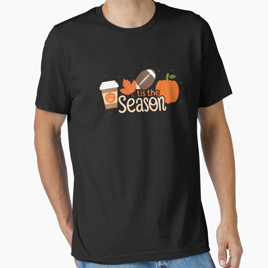 Tis Season Volleyball Pumpkin Leaf T-Shirt - Fun Novelty Design Unisex - T-Shirt, Sweatshirt, Hoodie
