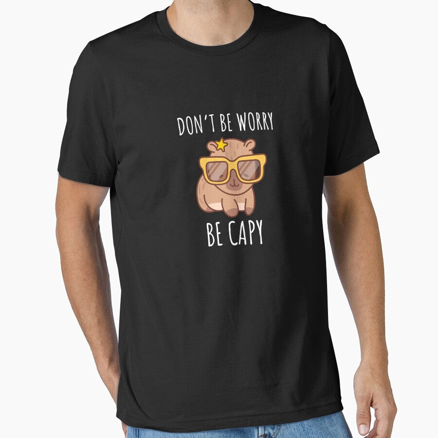 Funny Don't be worry capy Positive Vibes Capybara - Adult & Kids T-Shirts, Sweatshirts & Hoodies apparel design preview 1