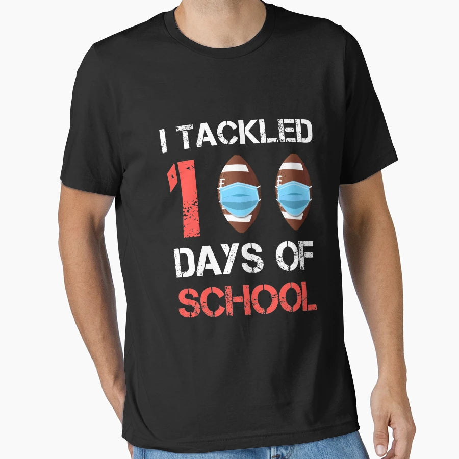 Football American Funny 100 Days School T-Shirt - Minimalist Print Unisex - T-Shirt, Sweatshirt, Hoodie