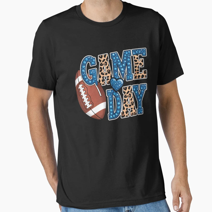Game Day Leopard Football T-Shirt - Custom Art Print Unisex - T-Shirt, Sweatshirt, Hoodie