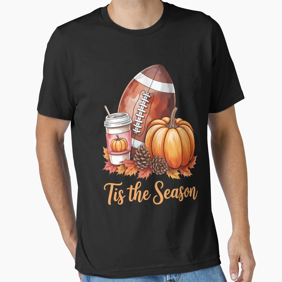 Football Lovers Pumpkin Fall T-Shirt - Casual Everyday Wear Men Women - T-Shirt, Sweatshirt, Hoodie