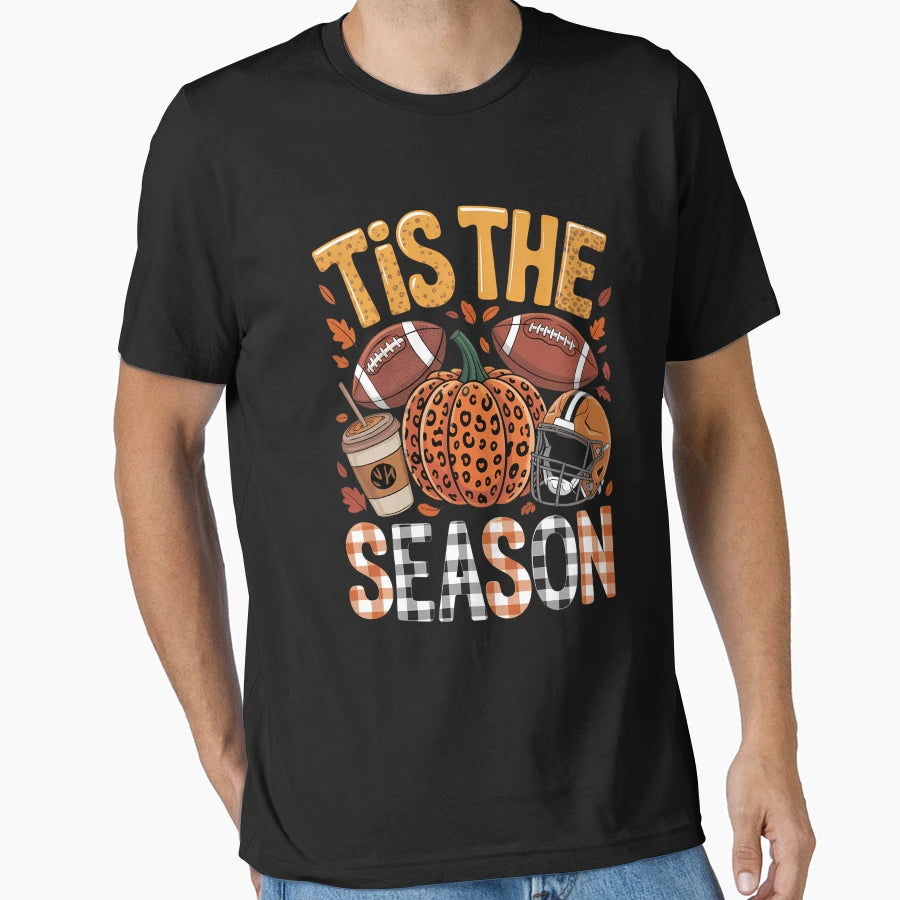 Thanksgiving Pumpkin Leopard Football T-Shirt - Aesthetic Graphic Unisex - T-Shirt, Sweatshirt, Hoodie