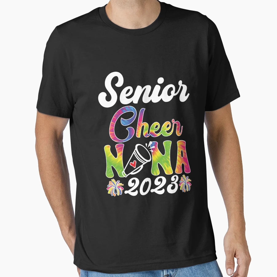 Senior Cheer Nana 2023 Tie Dye T-Shirt - Minimalist Print Men Women - T-Shirt, Sweatshirt, Hoodie