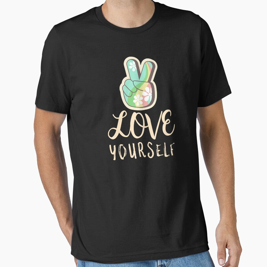 Love Yourself Cute Peace Self Care Reminder by jacks- - Adult & Kids T-Shirts, Sweatshirts & Hoodies apparel design preview 1