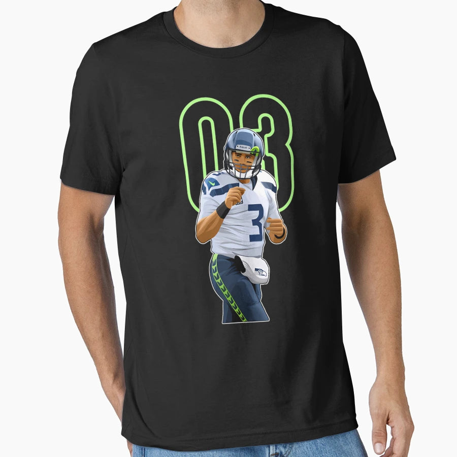 Russell Wilson Denver 3 Number T-Shirt - Casual Everyday Wear for Adults - T-Shirt, Sweatshirt, Hoodie
