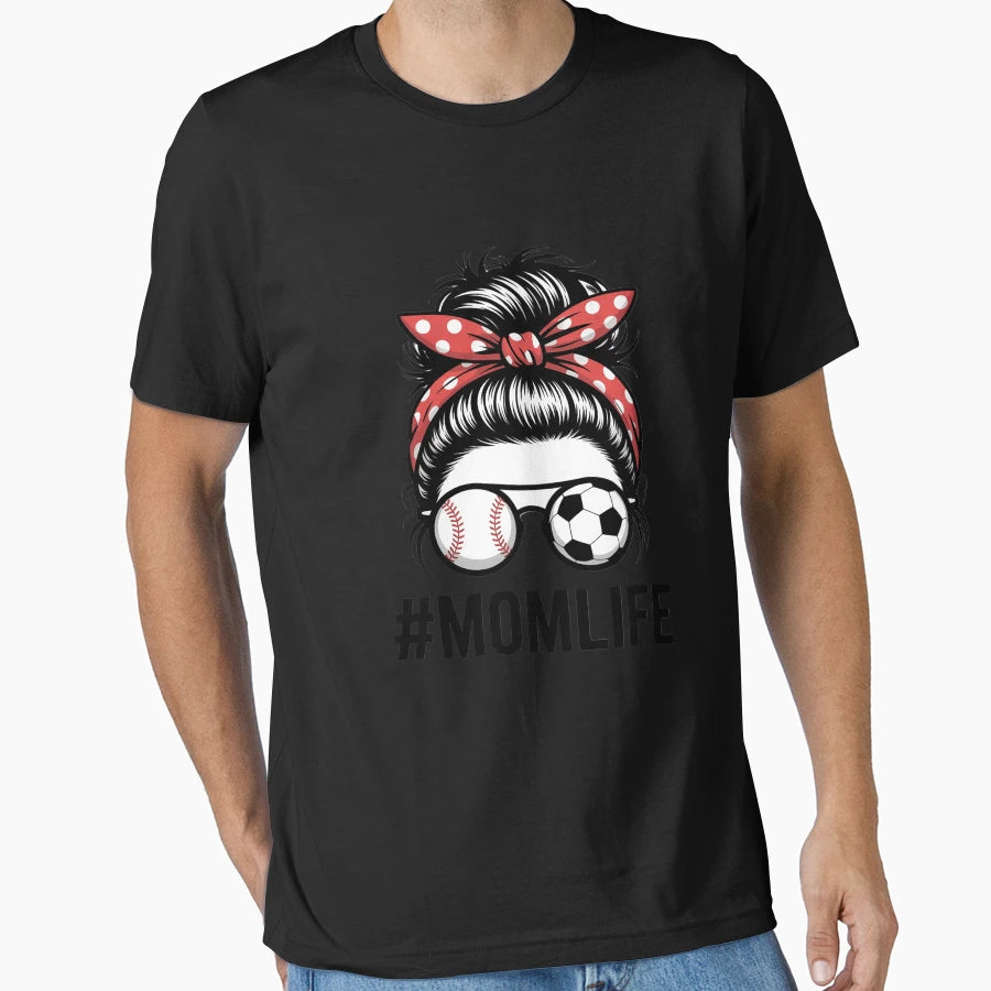 Bleached Mom Life Soccer Messy Bun T-Shirt - Aesthetic Graphic for Adults - T-Shirt, Sweatshirt, Hoodie