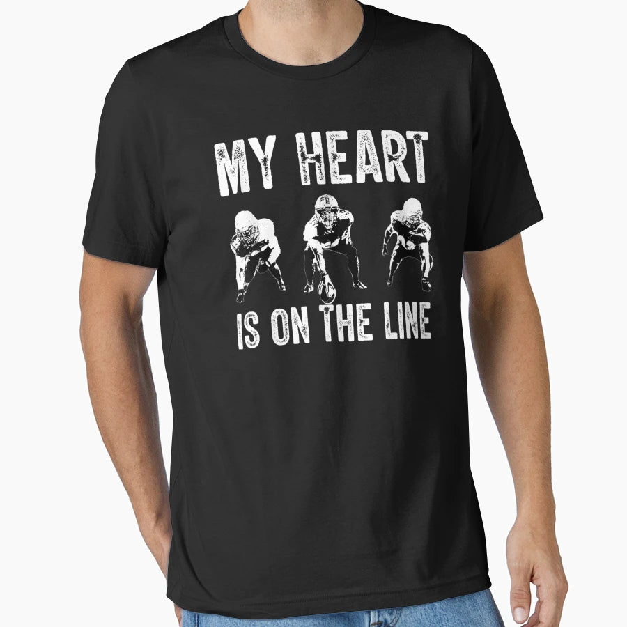 American Football My Heart Is Line T-Shirt - Streetwear Style for Adults - T-Shirt, Sweatshirt, Hoodie